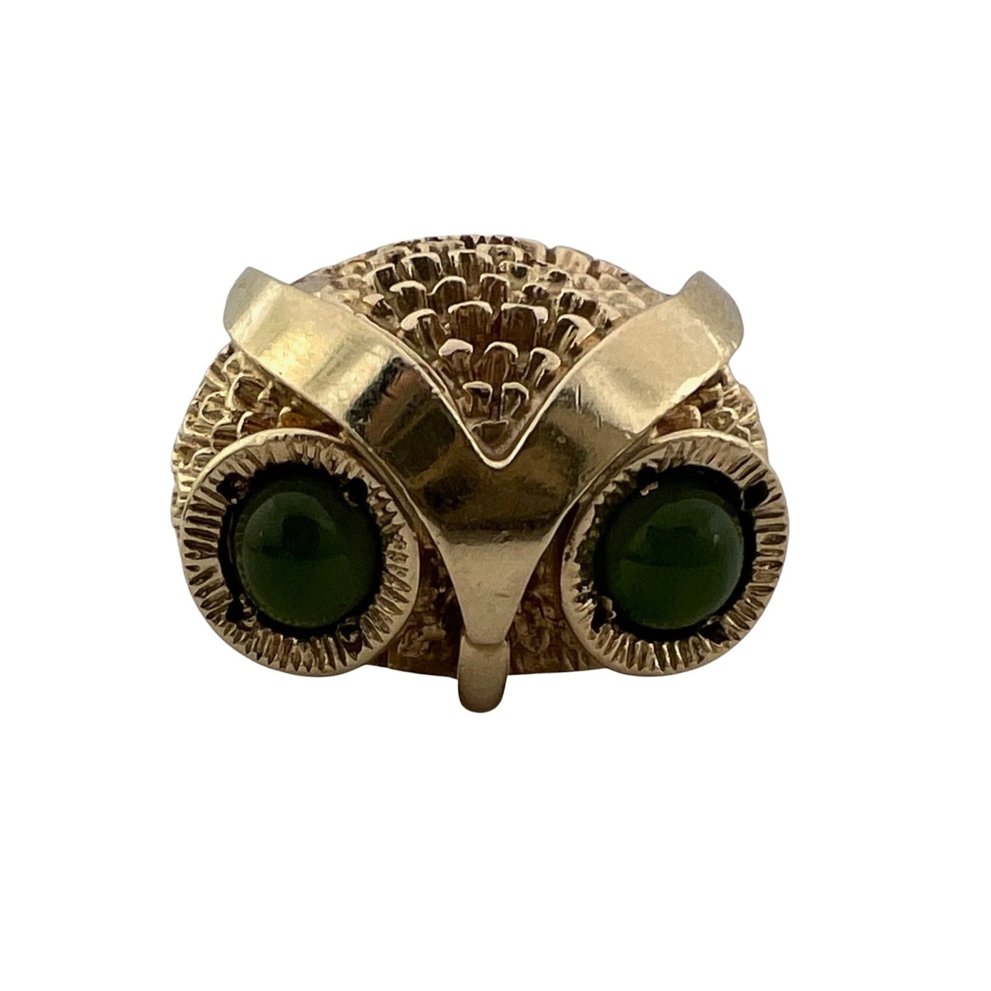 V I N T A G E // sage owl / 10k and jade owl dome ring / size 7.5