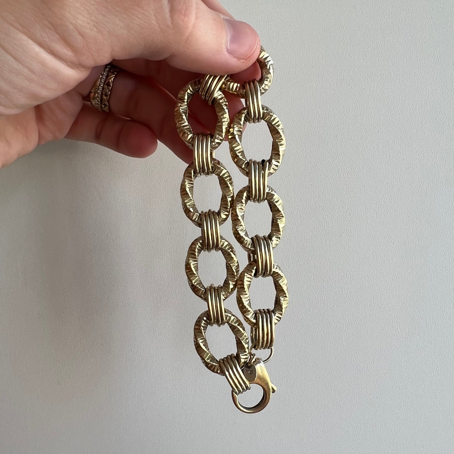 V I N T A G E // linked illusion / gold plated sterling silver linked bracelet / 8.5"