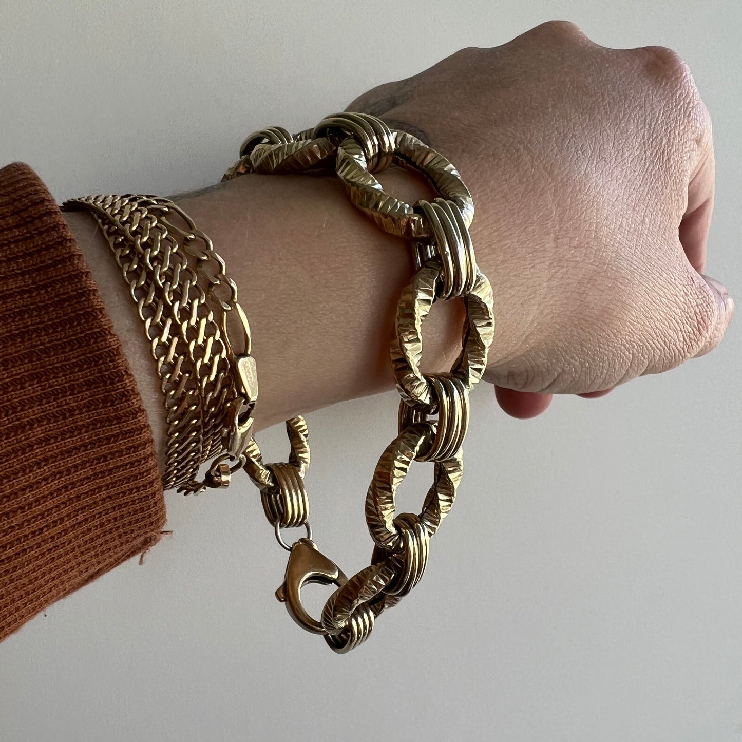 V I N T A G E // linked illusion / gold plated sterling silver linked bracelet / 8.5"