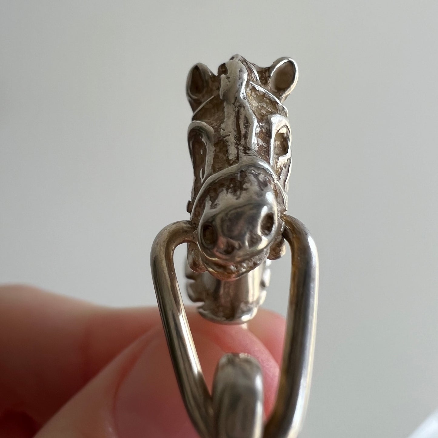 V I N T A G E // horse play / sterling silver oversized carabiner / key ring clip connector charm holder