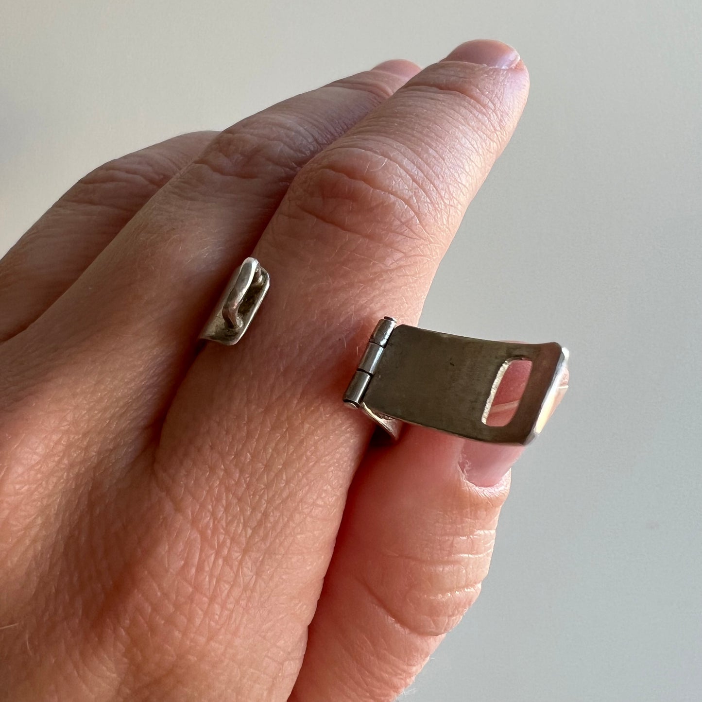 V I N T A G E // tiniest buckle / sterling silver artisan made functioning buckle ring / size 9 maybe