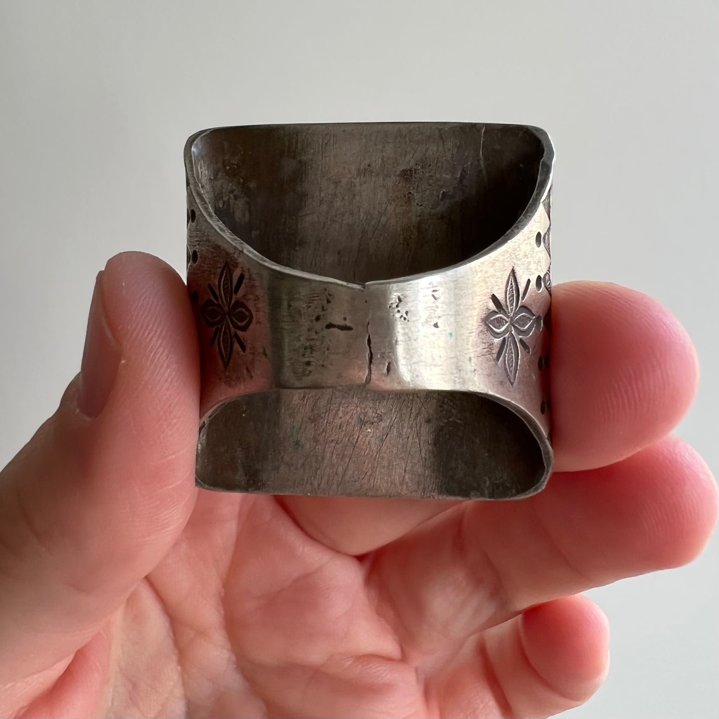 V I N T A G E // magic numbers / low grade silver Taureg magic number ring / size 7.5 to 8 ish