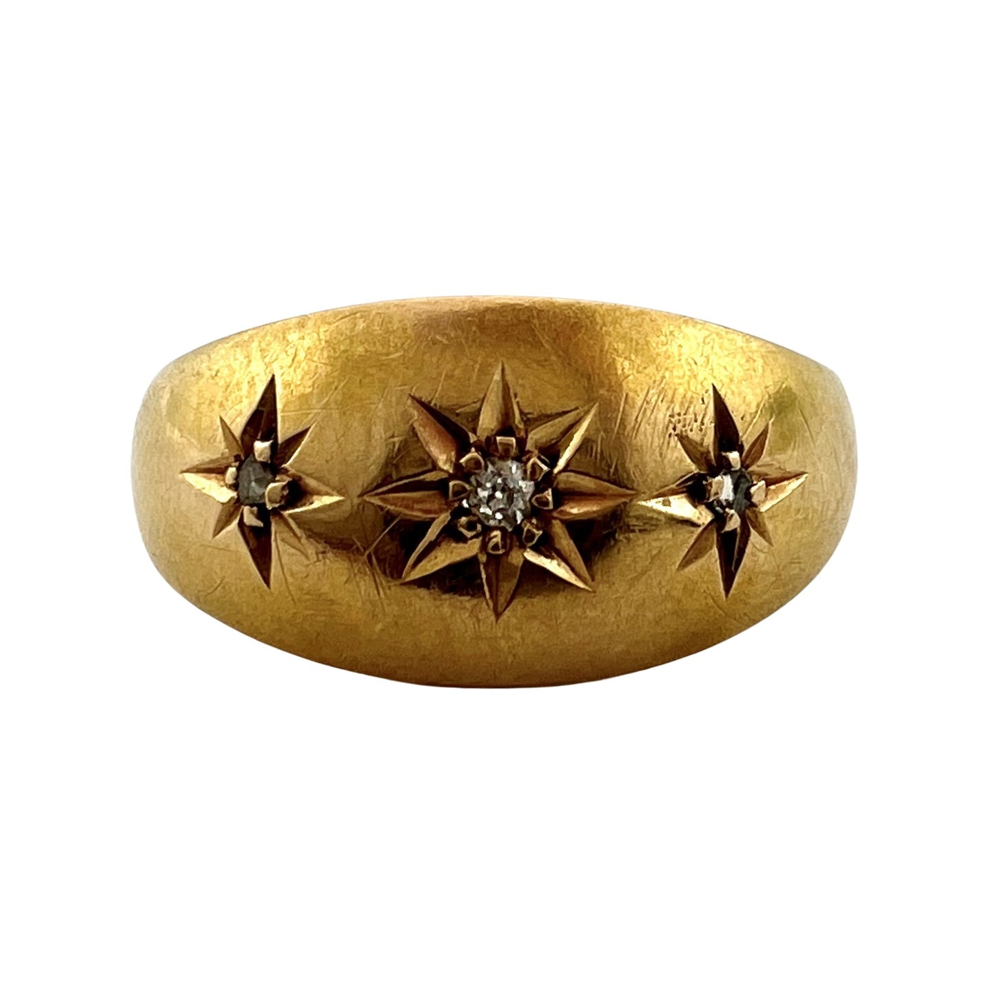 A N T I Q U E // starscape / 18k bright yellow gold ring with diamonds / size 6.25 to 6.5