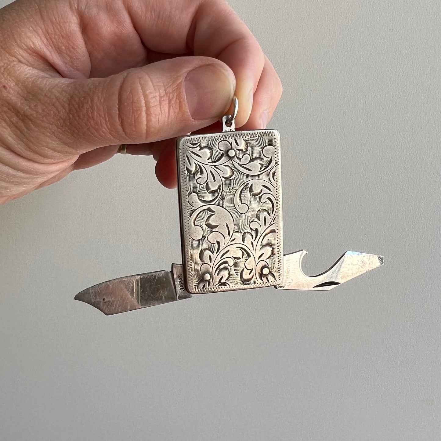 V I N T A G E // tiny tasks / made in Japan sterling silver pendant knife