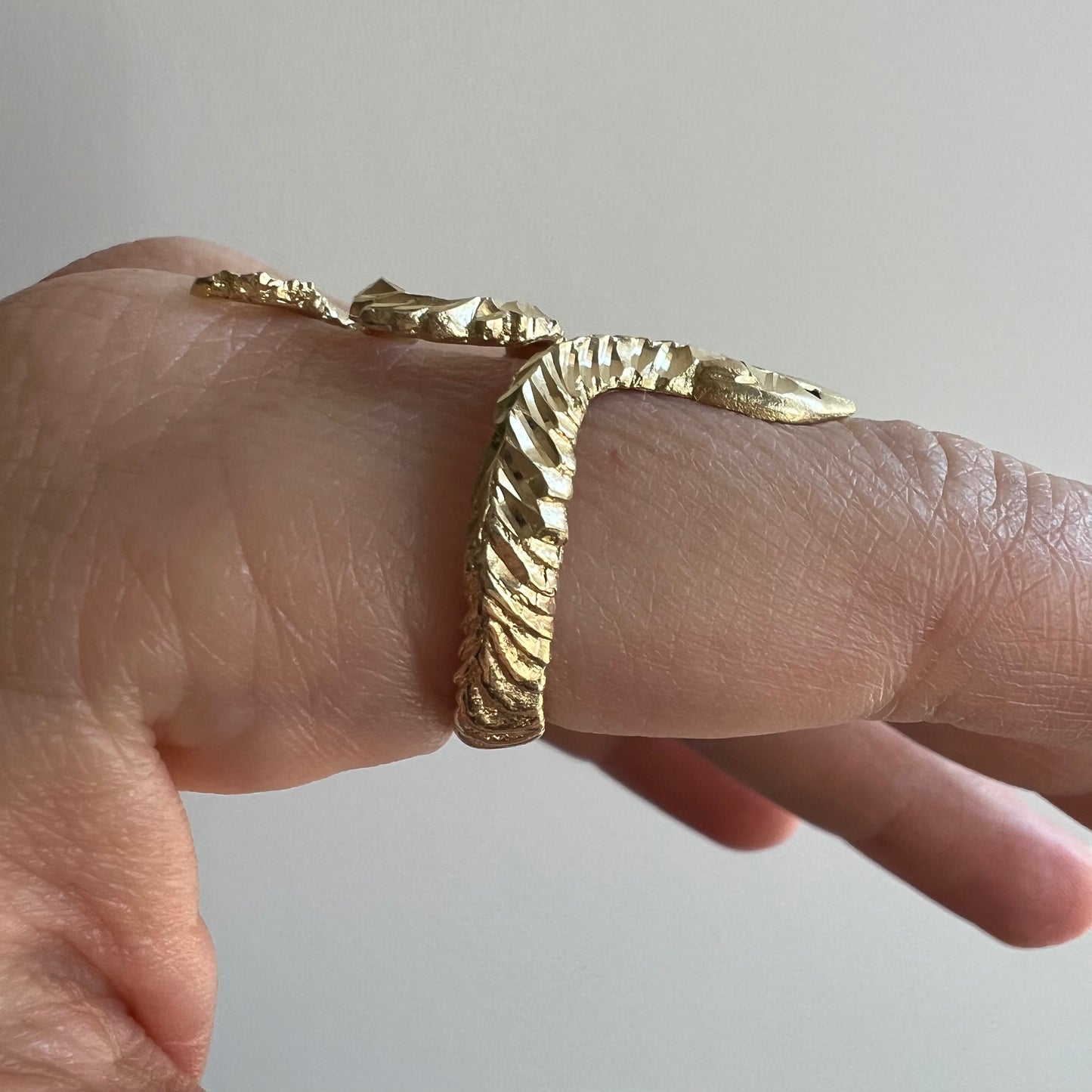 V I N T A G E // slithering serpent / 14k yellow gold snake ring / adjustable size 7