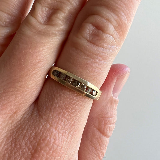 V I N T A G E // diamond plateau / 14k and diamond band / size 7.25