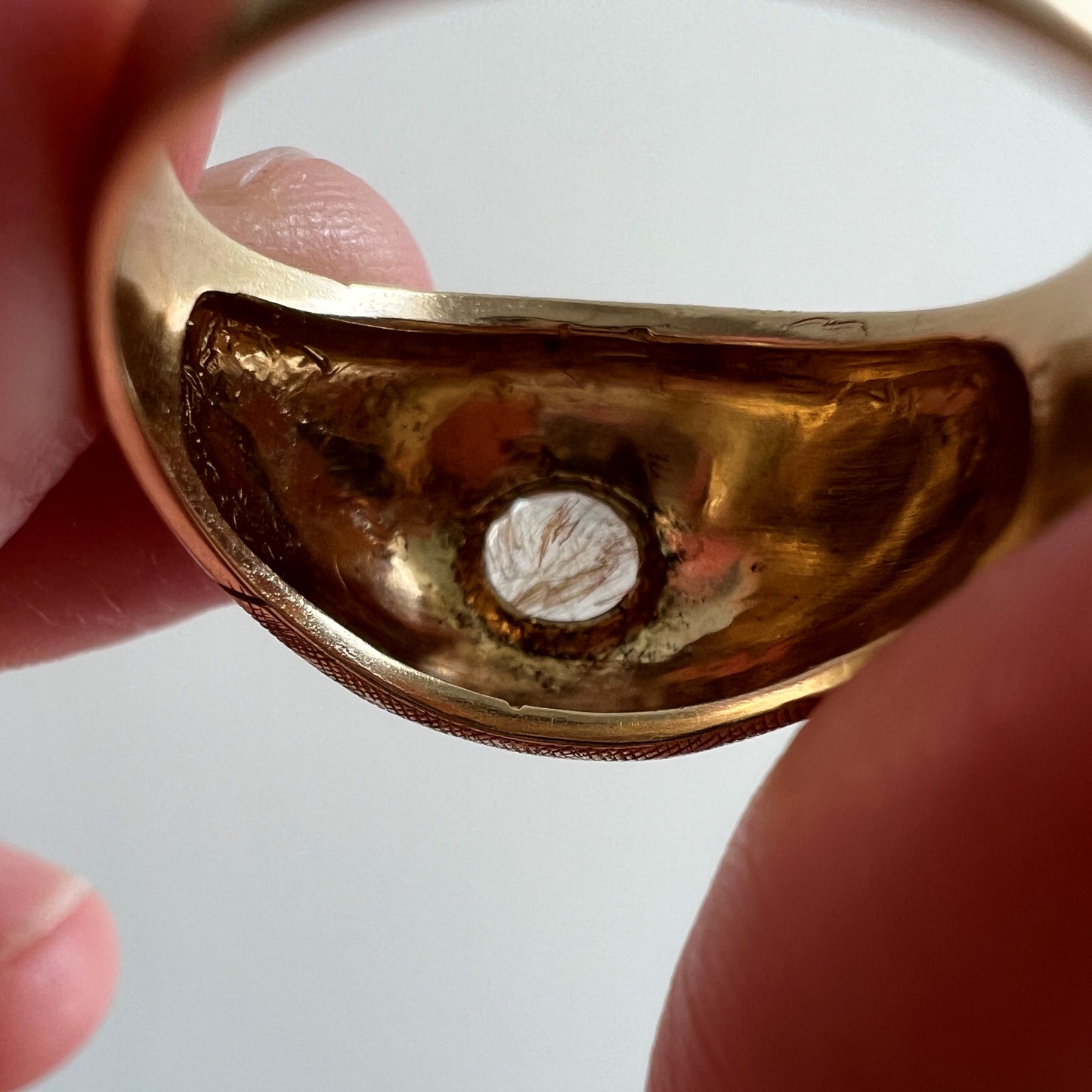 reimagined V I N T A G E // rutilated sun / 1960s 10k gold ring with new copper rutile quartz set in a starburst design / size 7